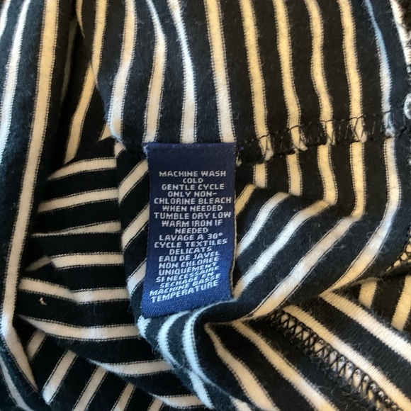 Chaps Black and White Striped Blouse with Lace Neckline - Picture 7 of 7